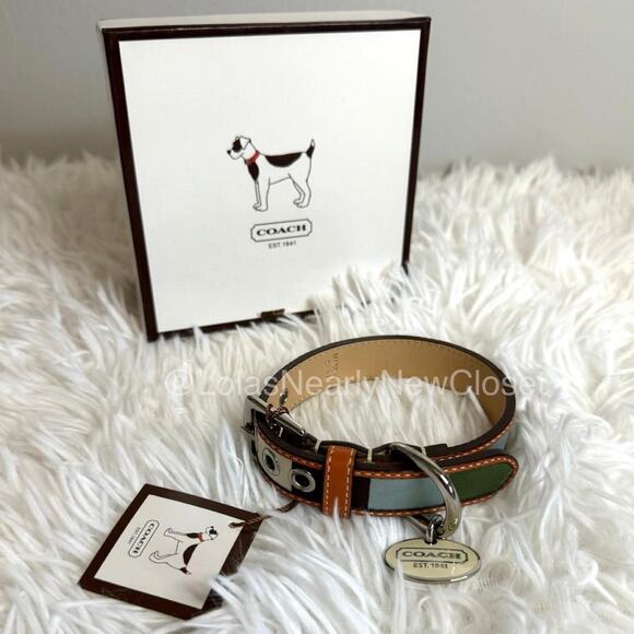 Coach Other - NWB y2k COACH Legacy Stripe Leather Dog Collar XS w COACH Charm Limited Ed Rare